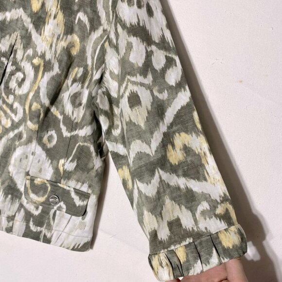 Chico’s Green Yellow Graphic Print Open Front Light Jacket XL - Picture 9 of 13